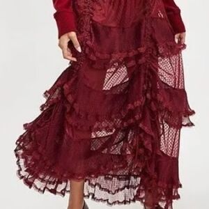Intimately By Free People Forever  Young Maroon Maxi A Line Skirt